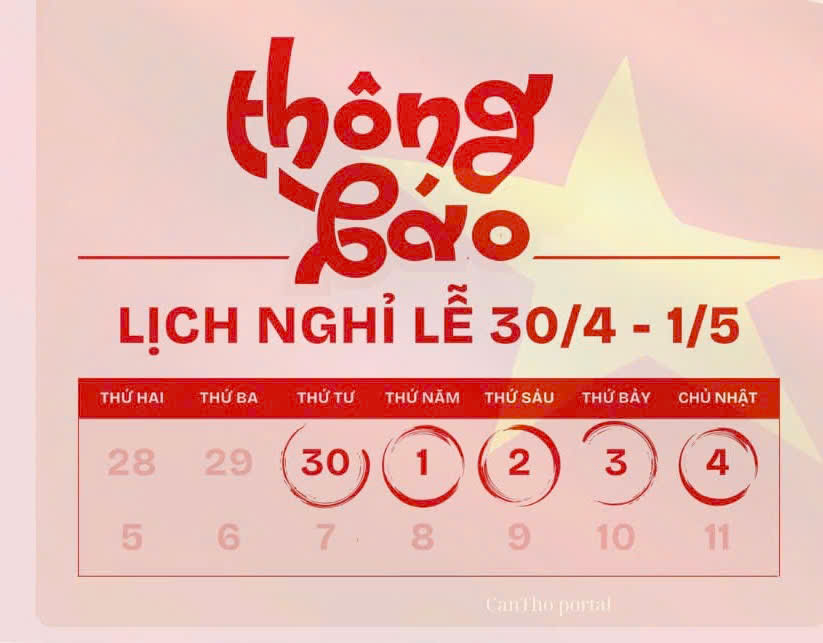Nghỉ lễ 30/4 – 1/5 kéo dài trong 5 ngày liên tiếp